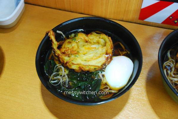 Kakiage Soba かき揚げ そば With Onsen Tamago 温玉 (Hot Spring Egg) @ Meibutsu Mishima Soba 名物 三島そば, Mishima